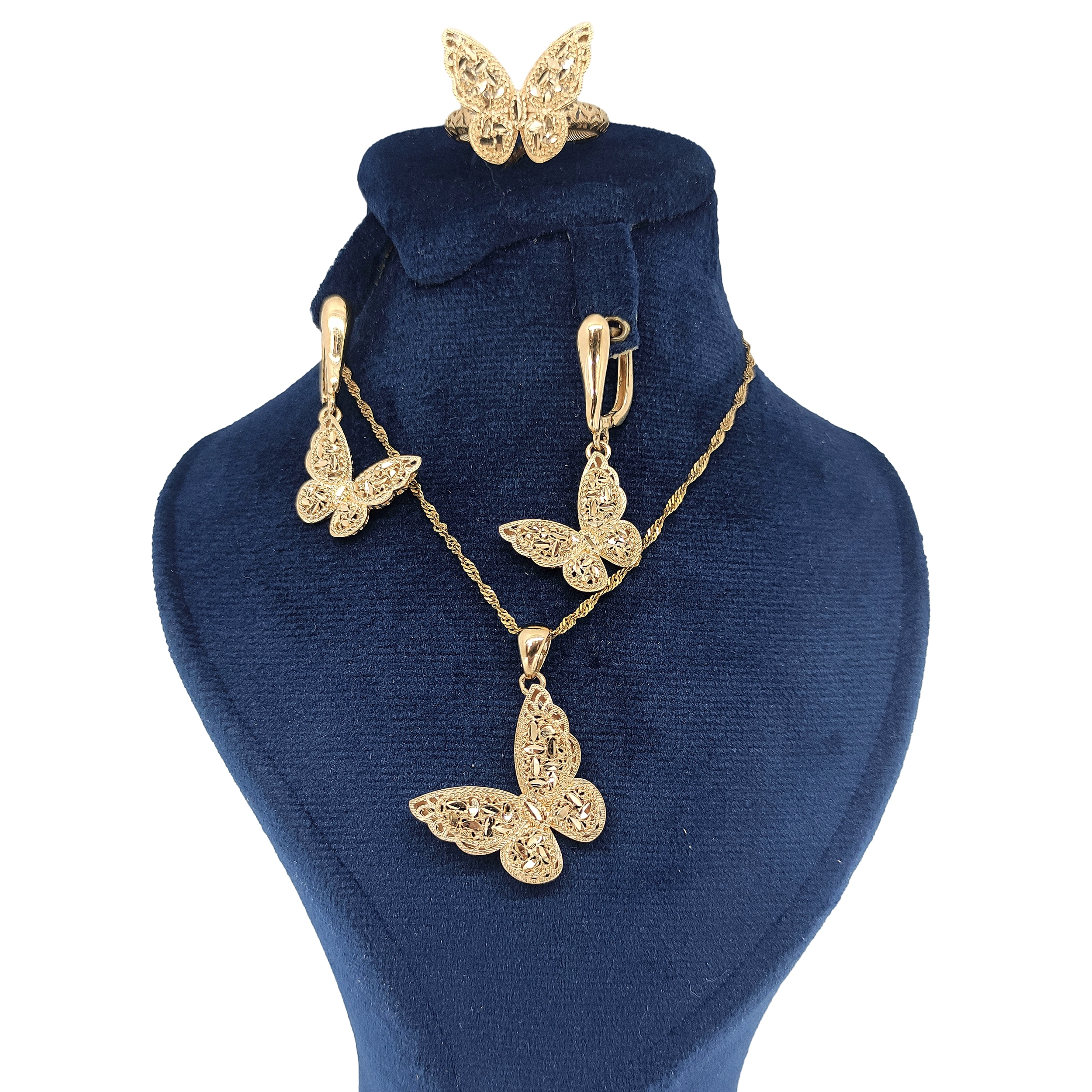 نیم ست طلا 18 عیار زنانه طلا و جواهرسازی افرا مدل پروانه 814147