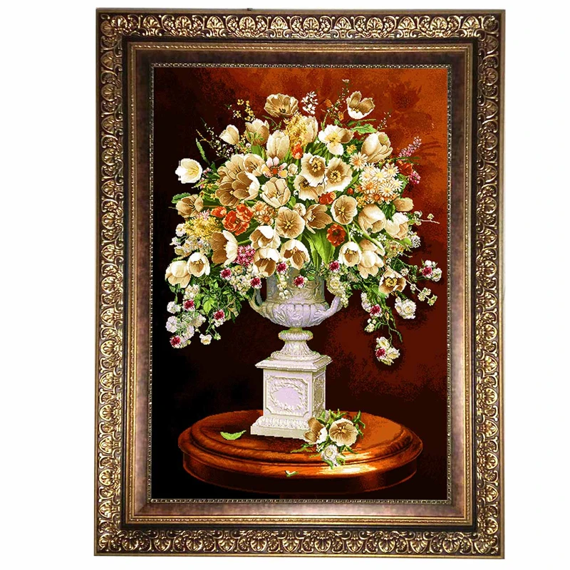 تابلو فرش ماشینی نقش نگار رضوی طرح گل کد 2301KC