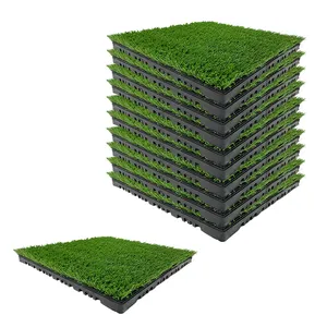 کفپوش مدل تایل چمن مصنوعی صدف سایز 30x30 سانتی متر بسته 11 عددی