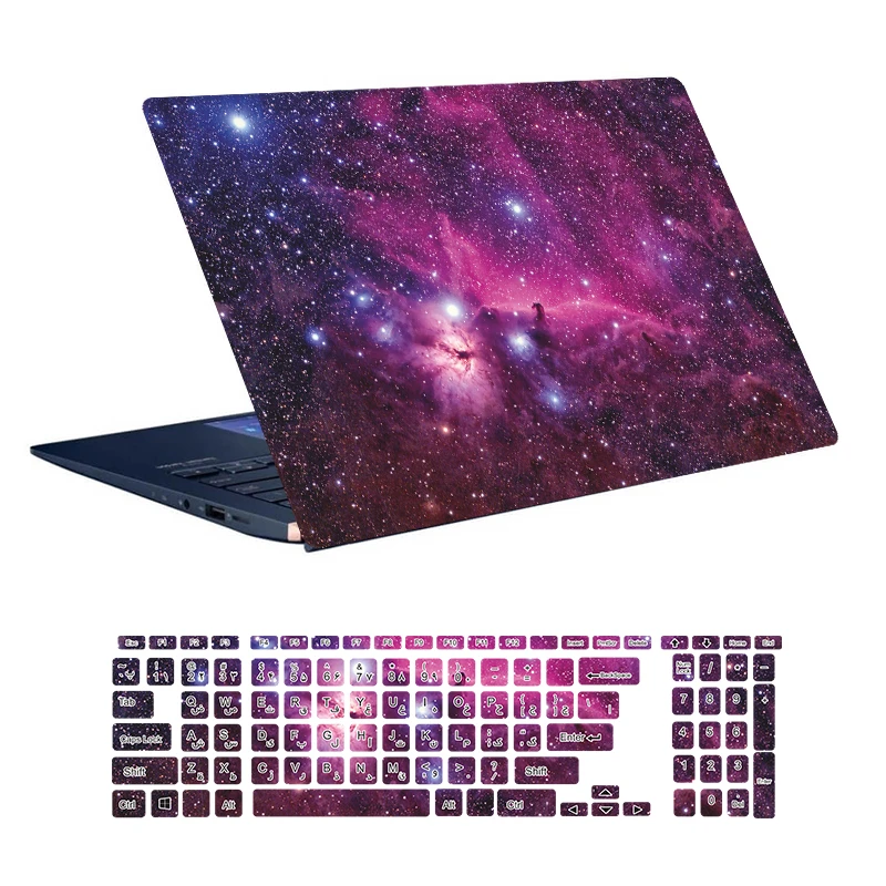 استیکر لپ تاپ توییجین و موییجین طرح Space کد 44 مناسب برای لپ تاپ 15.6 اینچ به همراه برچسب حروف فارسی کیبورد 