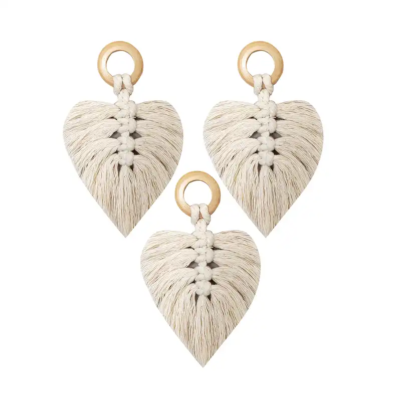 آویز بافتنی مدل مکرومه کد MacHang835 مجموعه 3 عددی