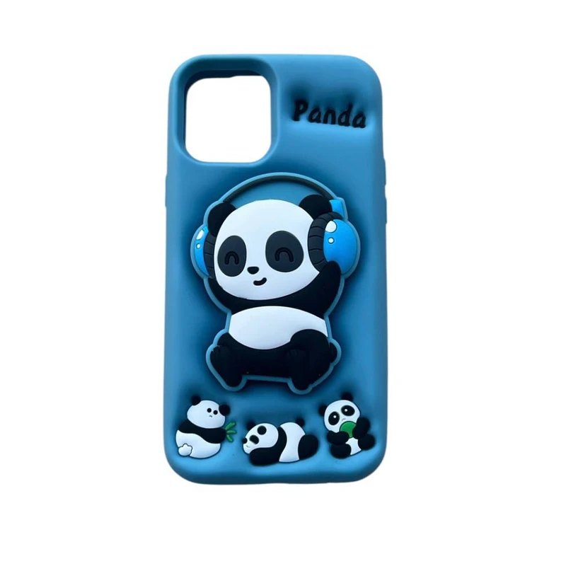 کاور مدل سیلیکونی  طرح پاندا هدفونی برجسته  کد pa046 مناسب برای گوشی موبایل اپل Iphone 13 pro/14 pro/15 pro