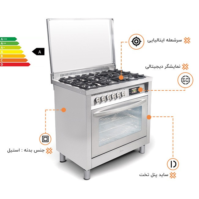اجاق گاز فر دار پنج شعله اخوان مدل M12-EDTR