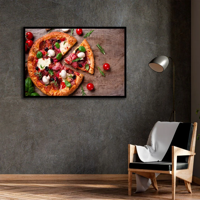 تابلو بکلیت طرح پیتزا مدل B-D2413 فریم مشکی