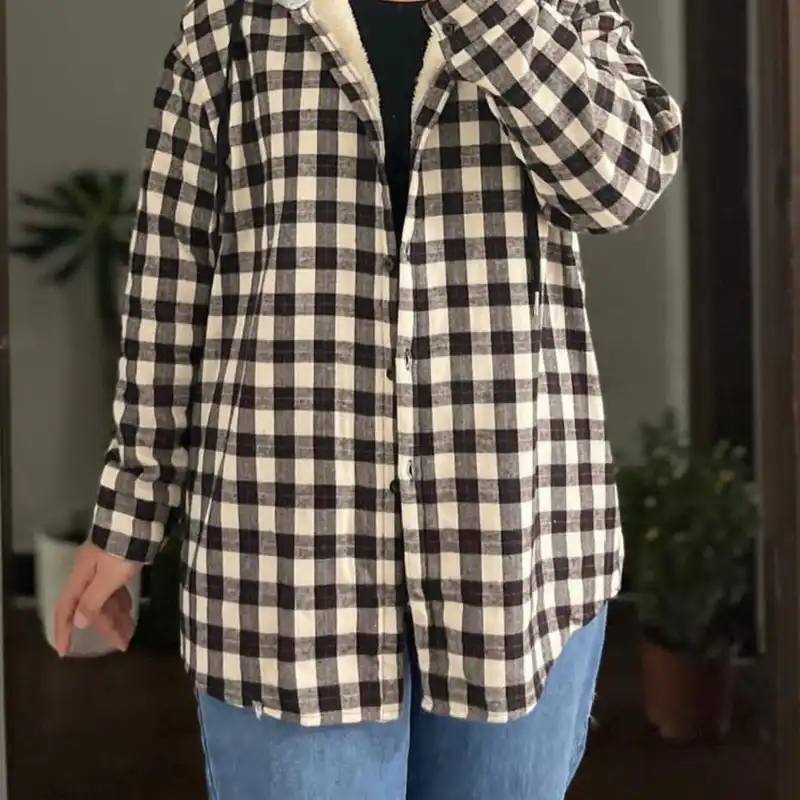 پالتو زنانه مدل داخل خز چهارخونه 187