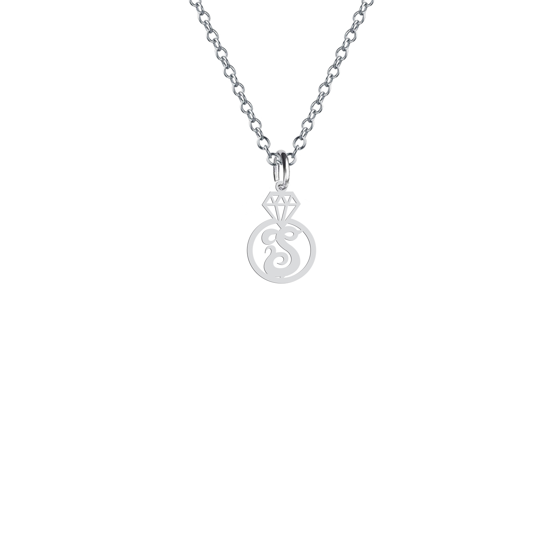 گردنبند هایکا طرح الماس و حرف S مدل s.ha2-853