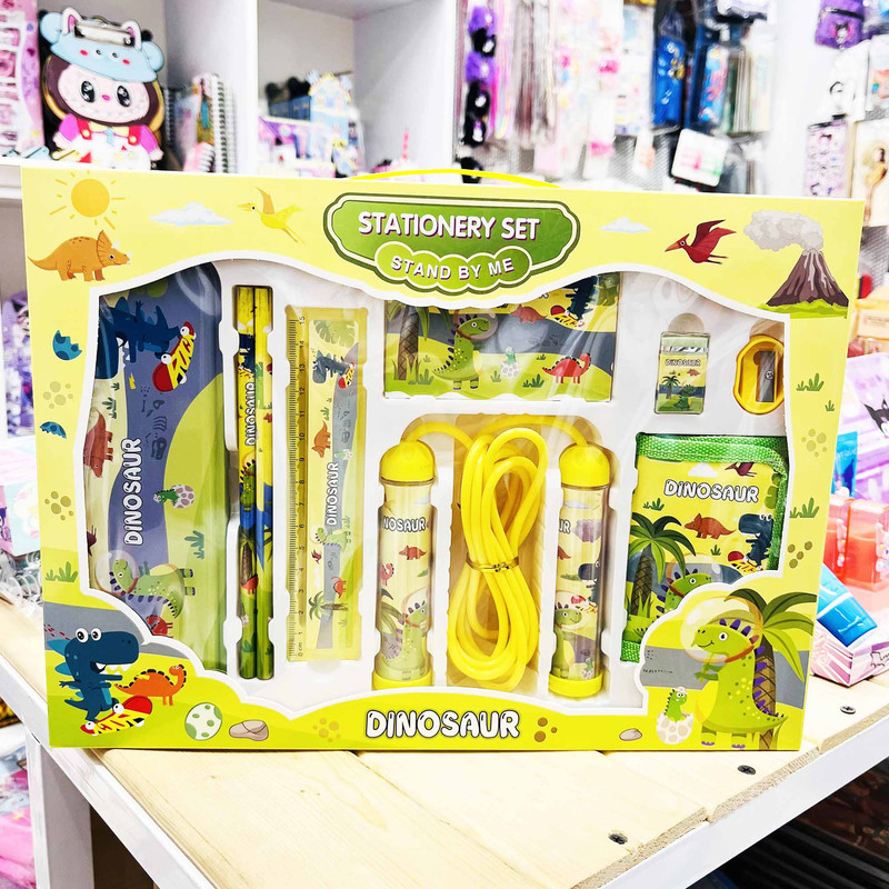 بسته لوازم تحریر مدل دایناسور کیوت بسته 9 عددی