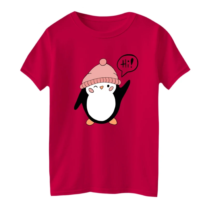 تی شرت آستین کوتاه بچگانه مدل پنگوئن زمستونی
