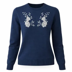 پلیور یقه گرد زنانه لوباس مدل ملیله دوزی