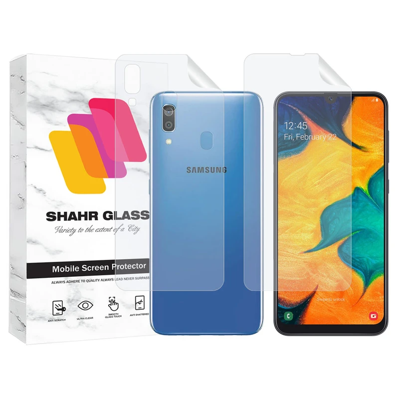 محافظ صفحه نمایش شهر گلس مدل MTNANFBSH مناسب برای گوشی موبایل سامسونگ Galaxy A30 به همراه محافظ پشت گوشی