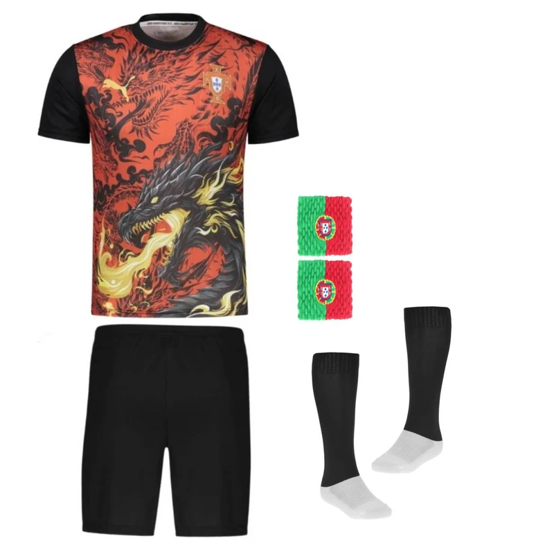 ست 5 تکه لباس ورزشی پسرانه مدل دراگون پرتغال طرح رونالدو 2026