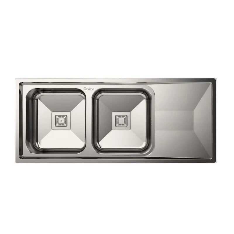 سینک ظرفشویی استیل توکار دو لگنه دریتون مدل هیرا