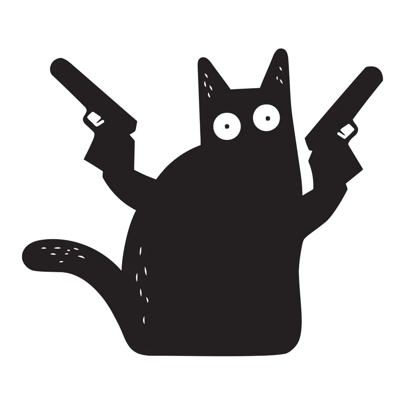 برچسب لپ تاپ پویا مارکت طرح گربه هفت تیرکش کد 3405