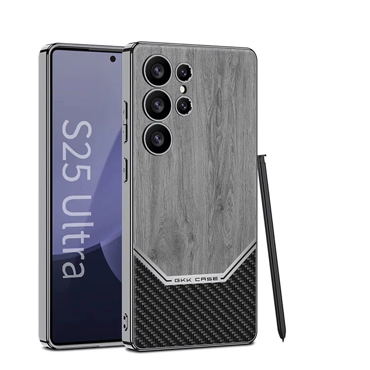 کاور جی کی کی مدل LEATHER WOOD GRAIN مناسب برای گوشی موبایل سامسونگ Galaxy S25 ultra