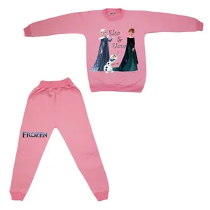 ست سویشرت و شلوار دخترانه مدل دورس تو کرکی السا النا رنگ صورتی