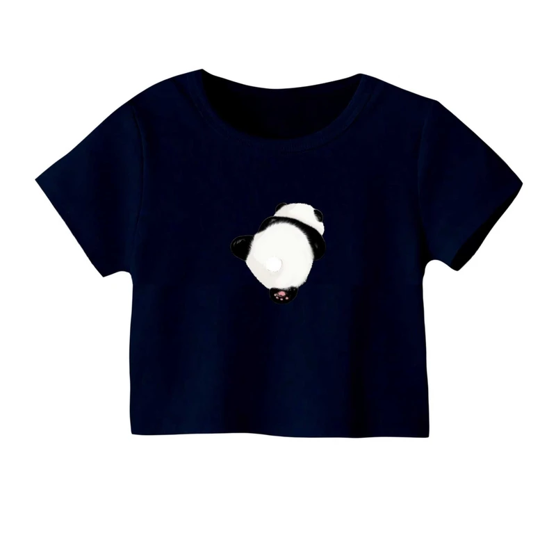 کراپ‌ تی‌شرت آستین کوتاه زنانه مدل پاندا