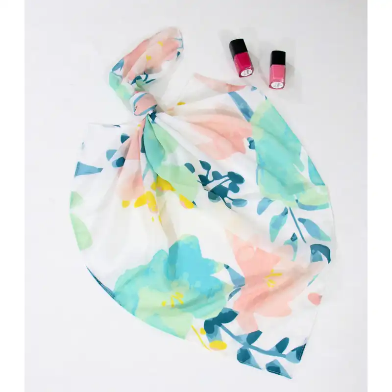 دستمال سر و گردن زنانه مدل مینی اسکارف نخی تابستانه آبرنگی کد 2400