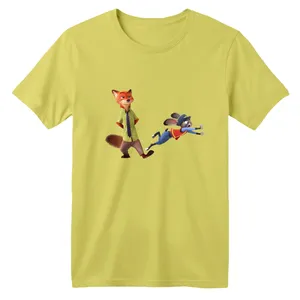 تی شرت آستین کوتاه بچگانه مدل زوتوپیا کد 1 رنگ زرد لیمویی