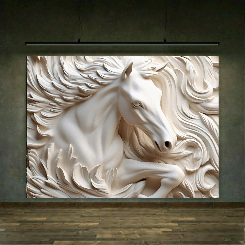 تابلو بوم طرح مخمل اسب رخشان مدل مجسمه کد FP105609