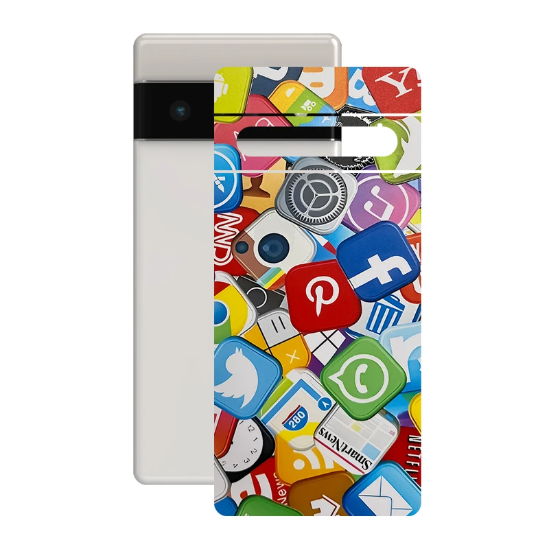 برچسب پوششی گلس مدل Leth طرح سوشال مناسب برای گوشی موبایل گوگل Pixel 6 Pro