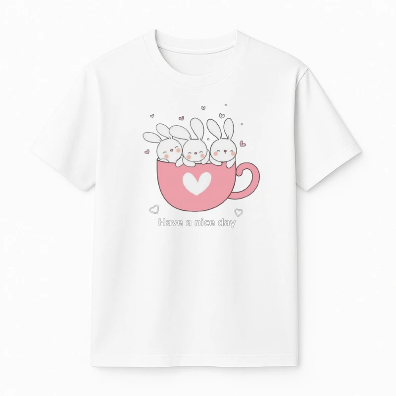 تی‌شرت آستین کوتاه دخترانه مدل خرگوش کد v5 