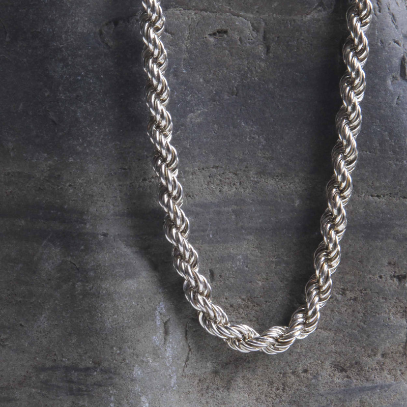 زنجیر نقره مردانه مدل مدل طنابی کد ZR-118