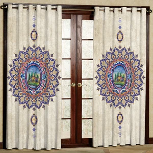 پرده مدل طرح خورشیدی هازان پانچی کد 4593 سایز 140x200 سانتی متر