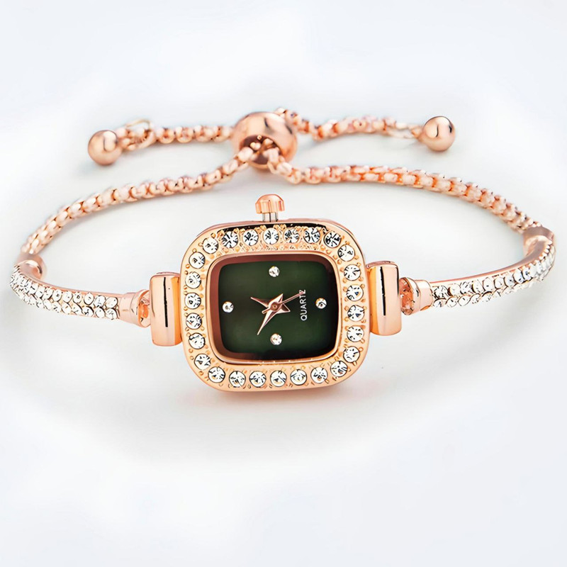 ساعت مچی عقربه ای زنانه مدل نگینی بند کرواتی03