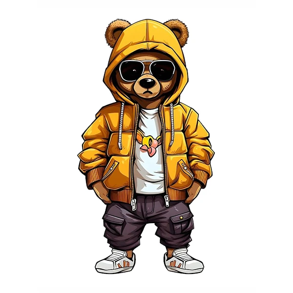  استیکر پارچه و لباس پاد آفرین طرح کارتونی خرسی کد 5868