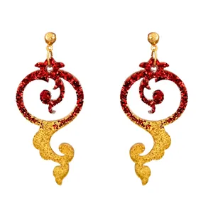 گوشواره دست ساز زنانه مدل رزینی طرح آلاله