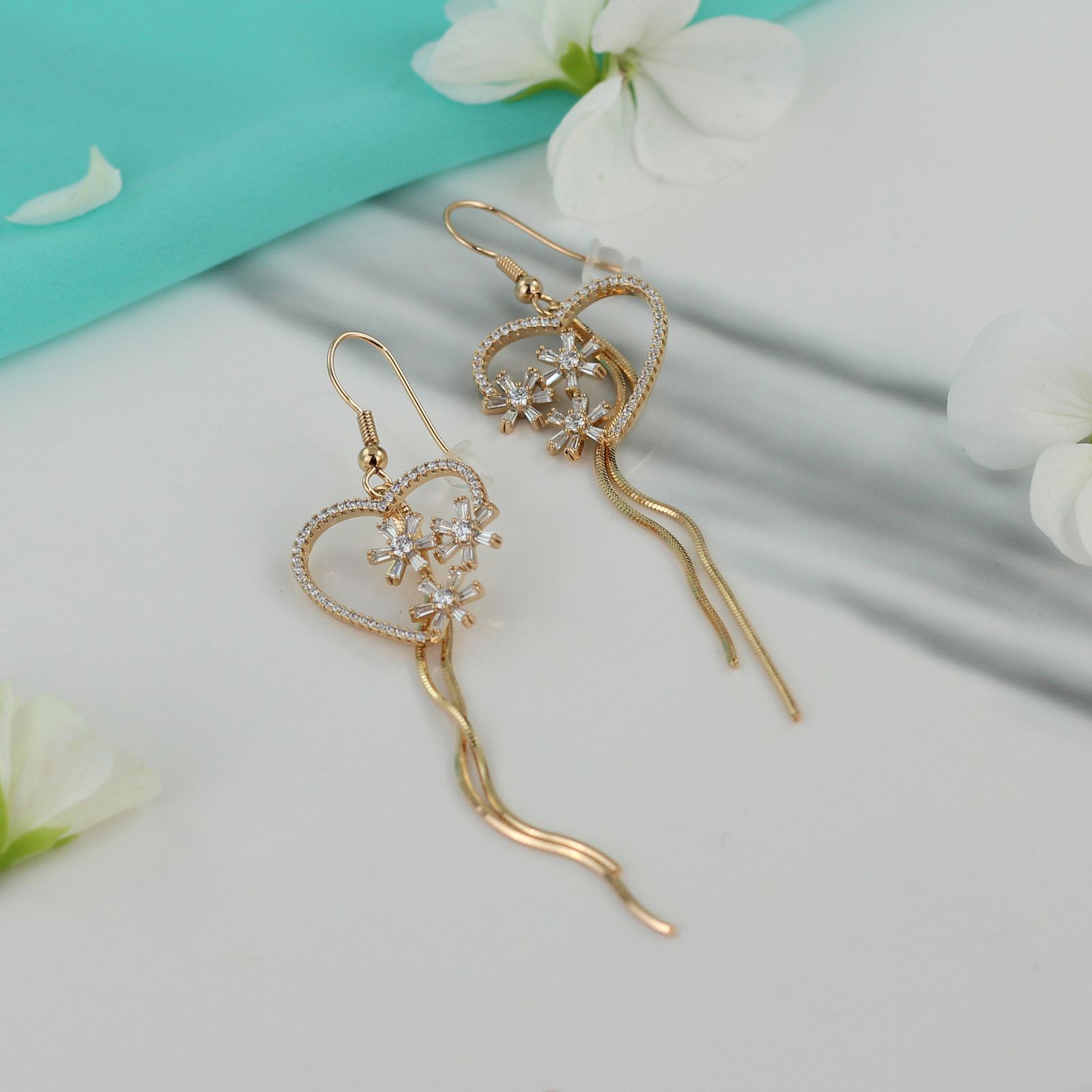 گوشواره زنانه ژوپینگ مدل قلب کد AAC423 -  - 5