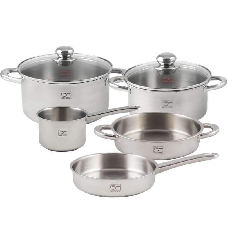 سرویس تابه و قابلمه 7 پارچه پارس استیل مدل 002
