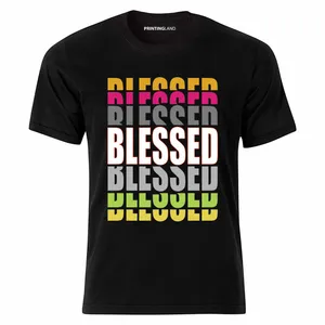 تی شرت آستین کوتاه مردانه مدل پرینتینگ لند طرح BLESSED کد P136