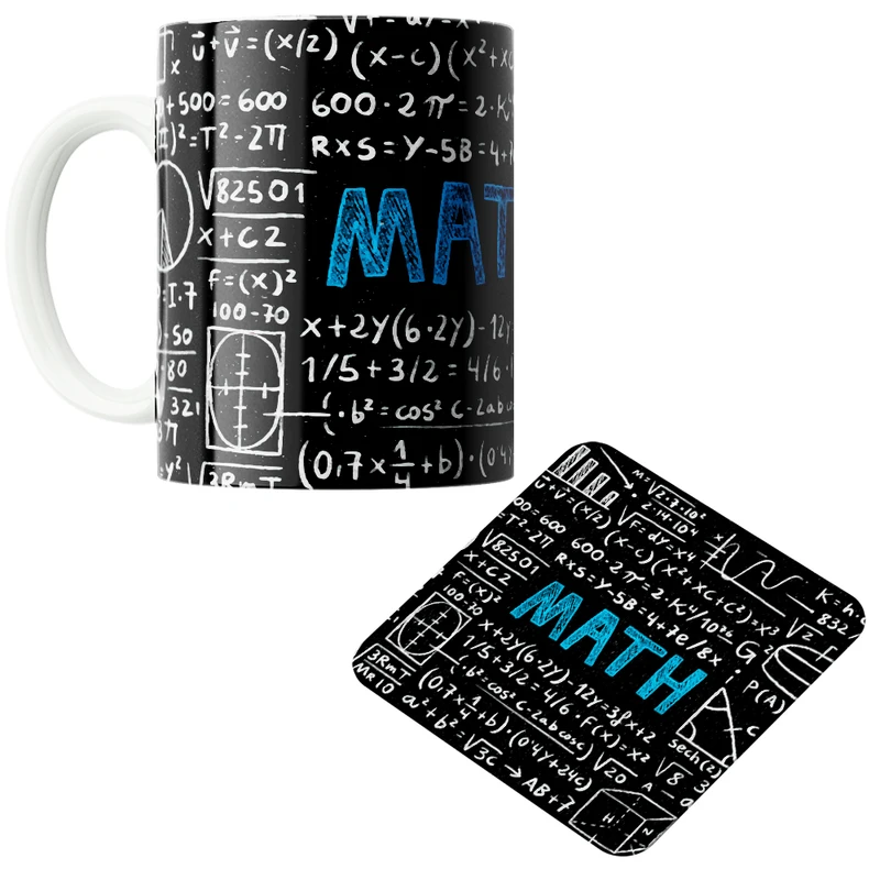 ماگ پاد آفرین مدل ریاضیات استاد ریاضی کد PZ533 به همراه زیرلیوانی