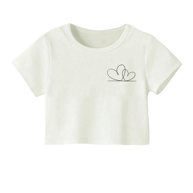 کراپ‌ تی‌شرت آستین کوتاه زنانه مدل دوقلب