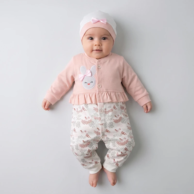 ست سرهمی و کلاه نوزادی مدل خرگوش ناقلا کد ۲۵