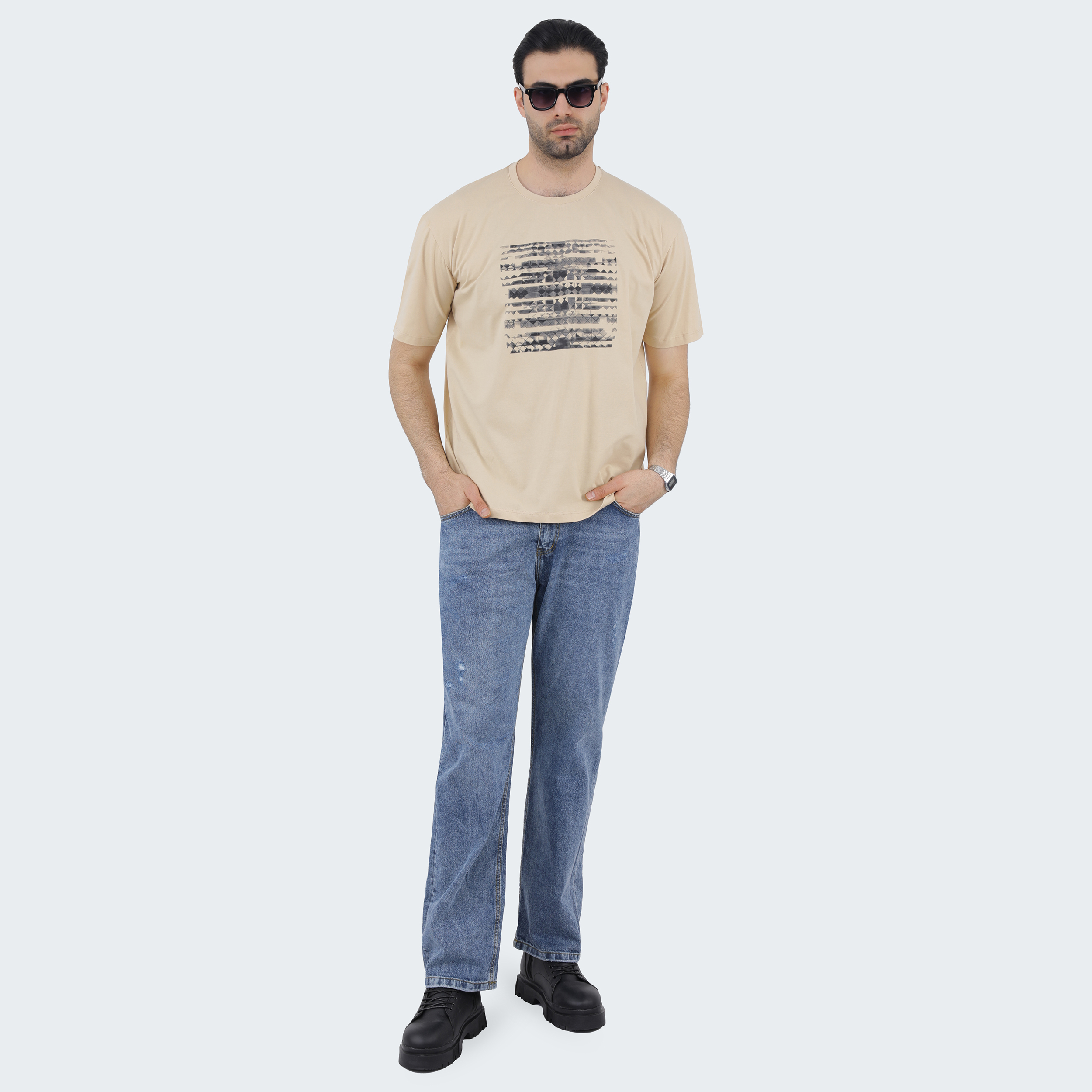 تی شرت آستین کوتاه مردانه پاتن جامه مدل نخی 331621020005999 رنگ کرم -  - 3