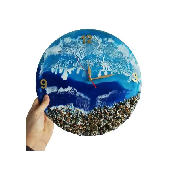 ساعت رزینی طرح موج دریا با شن ریزه