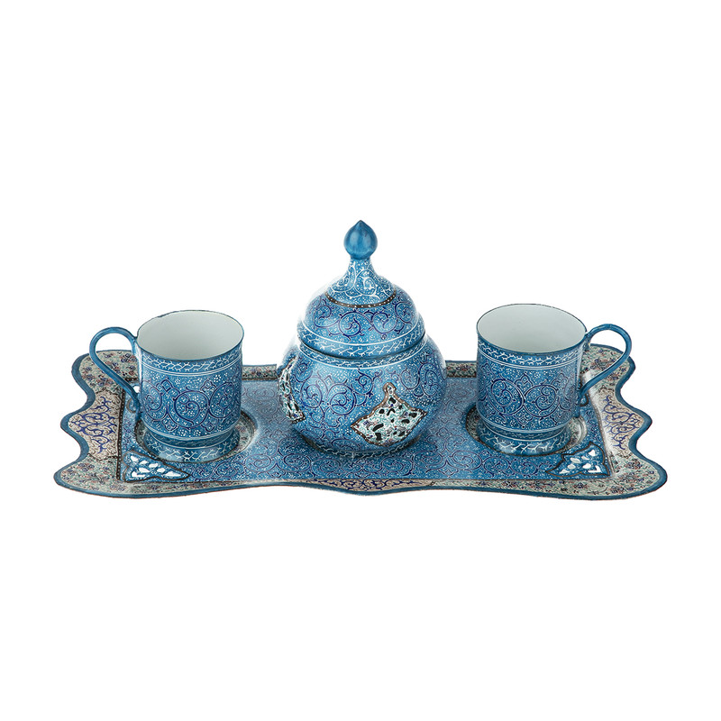 سرویس چای خوری مسی میناکاری شده اثر سلطانی کد 64