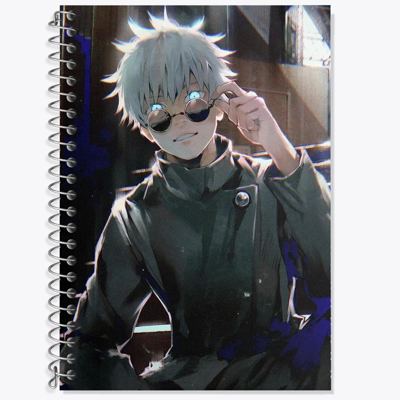 دفتر زبان 50 برگ خندالو مدل سه خط طرح گوجو ساتورو انیمه جوجوتسو کایزن Jujutsu Kaisen کد 30182