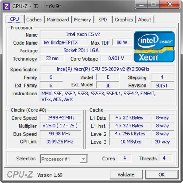 پردازنده مرکزی اینتل سری Ivy Bridge مدل E5-2609 v2 تری 1
