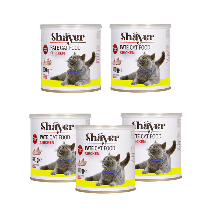 کنسرو غذای گربه شایر مدل پته مرغ وزن 800 گرم بسته 5 عددی