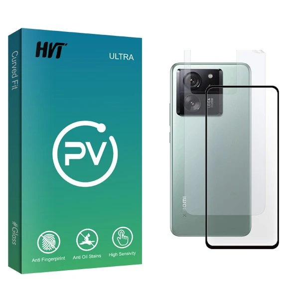 محافظ صفحه نمایش شیشه ای اچ وی تی مدل PV مناسب برای گوشی موبایل شیائومی 13T  به همراه محافظ پشت گوشی