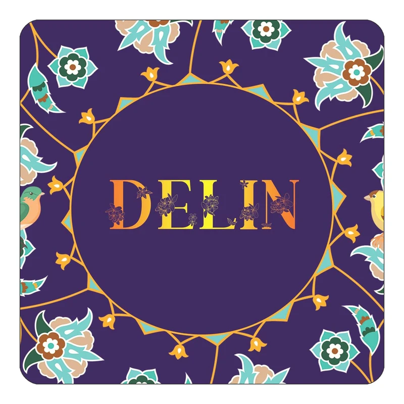 مگنت کاکتی طرح اسم دلین delin مدل گل و بلبل کد mg12742