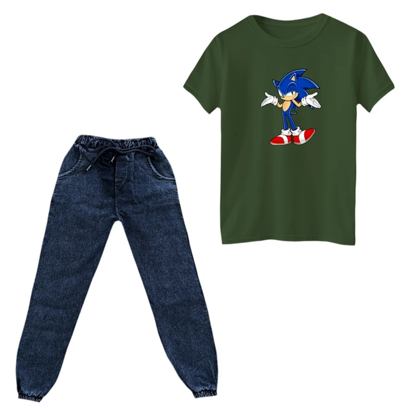 ست تی‌شرت و شلوار پسرانه مدل سونیک کد 02