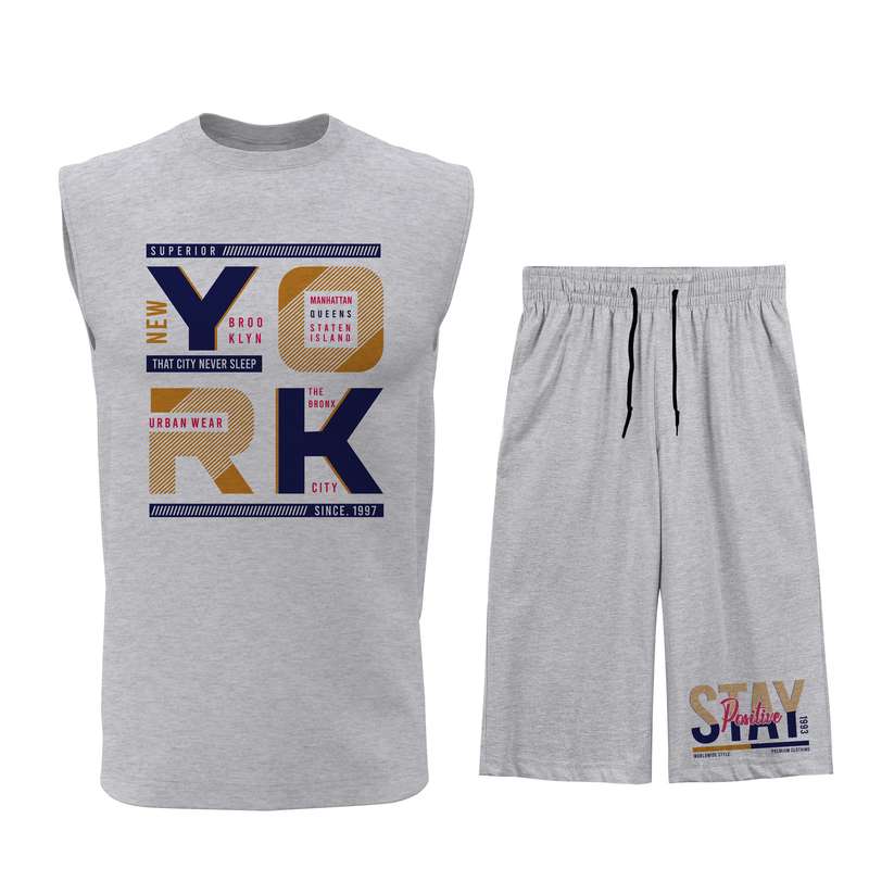 ست تاپ و شلوارک مردانه طرح نیویورک مدل N025G