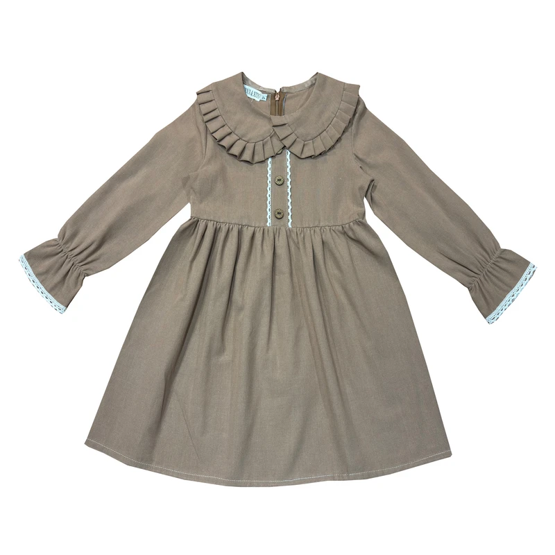 عکس شماره 4 : پیراهن آستین بلند یقه ب ب دخترانه مدل عروسکی