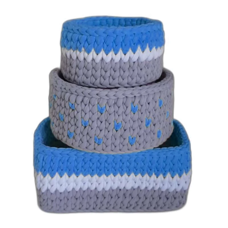 سبد قلاب بافی تریکو طرح نوزادی کد 07 مجموعه 3 عددی