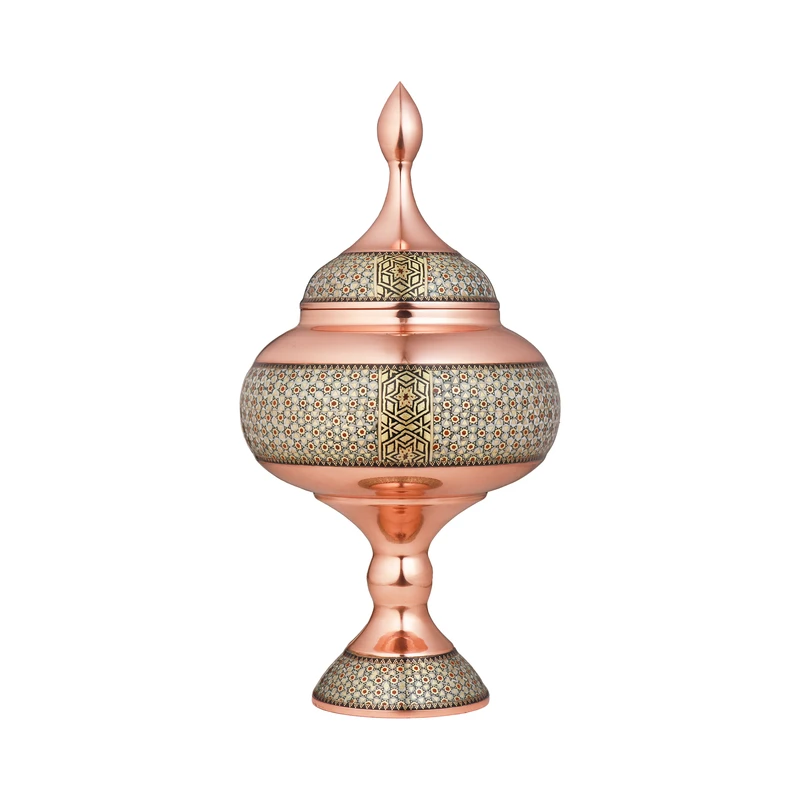 شکلات خوری خاتم کاری مسی مدل ساده کد 25