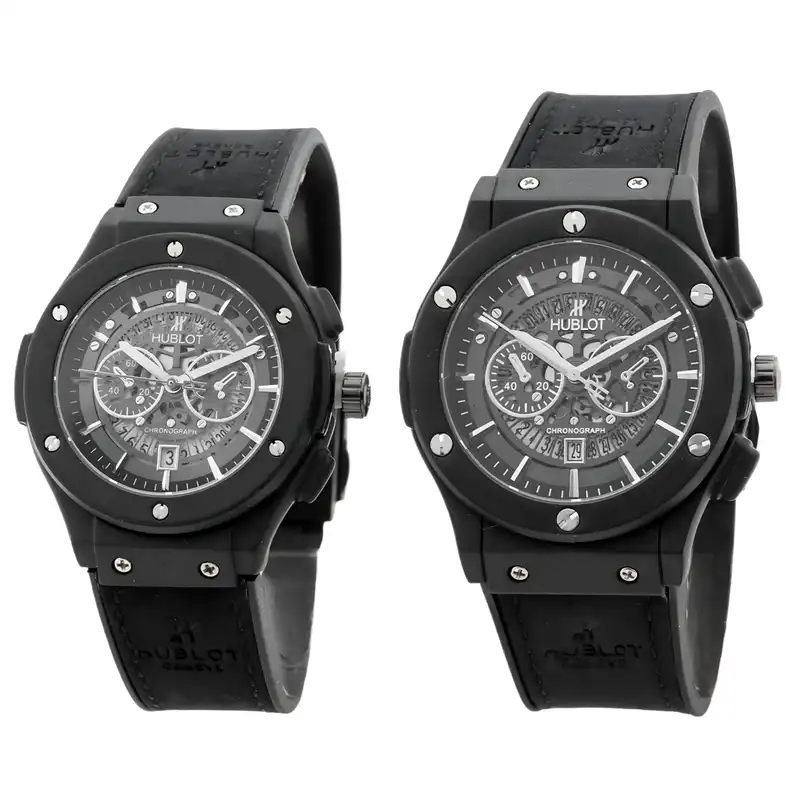 ست ساعت مچی عقربه ای زنانه و مردانه مدل تک موتوره اسکلتون کد 2